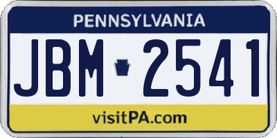 PA license plate JBM2541