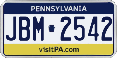 PA license plate JBM2542
