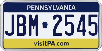 PA license plate JBM2545
