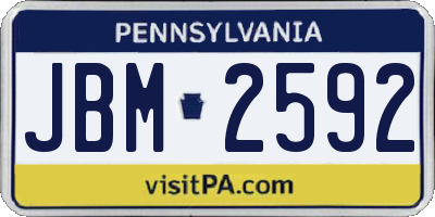 PA license plate JBM2592