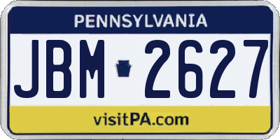 PA license plate JBM2627