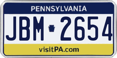 PA license plate JBM2654