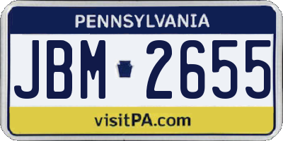 PA license plate JBM2655