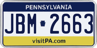 PA license plate JBM2663