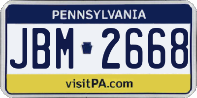 PA license plate JBM2668