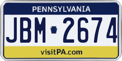 PA license plate JBM2674