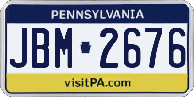 PA license plate JBM2676
