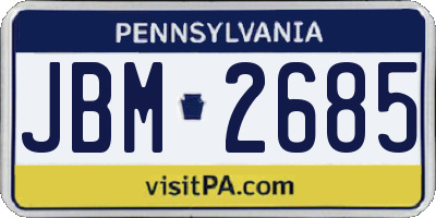 PA license plate JBM2685