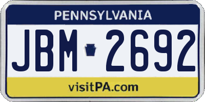 PA license plate JBM2692