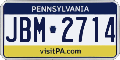 PA license plate JBM2714