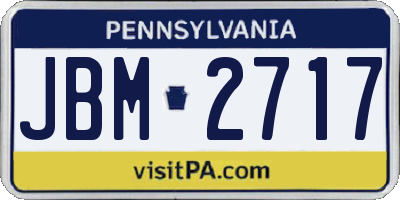 PA license plate JBM2717