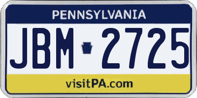 PA license plate JBM2725