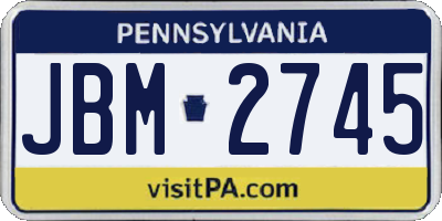 PA license plate JBM2745