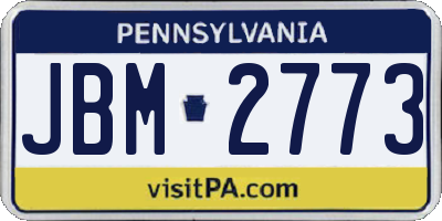 PA license plate JBM2773