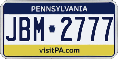 PA license plate JBM2777