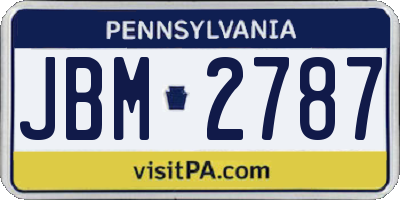 PA license plate JBM2787