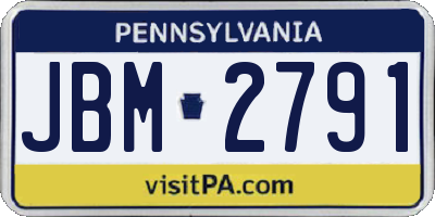 PA license plate JBM2791