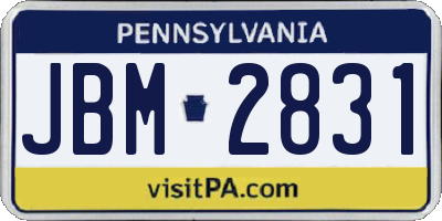 PA license plate JBM2831