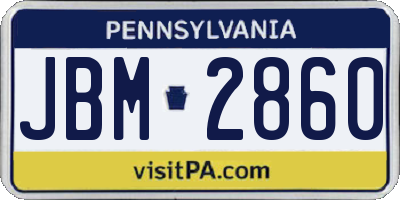 PA license plate JBM2860