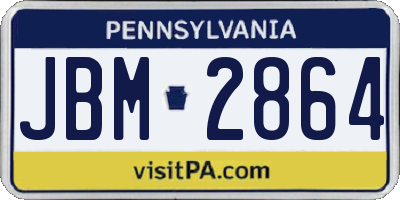 PA license plate JBM2864