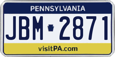 PA license plate JBM2871