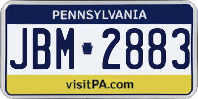 PA license plate JBM2883