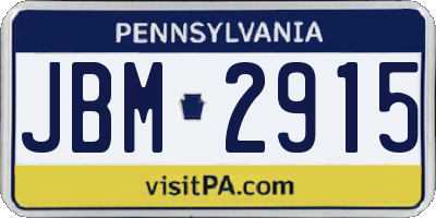 PA license plate JBM2915