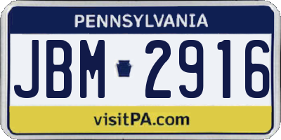 PA license plate JBM2916
