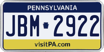 PA license plate JBM2922