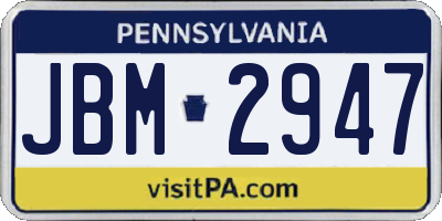 PA license plate JBM2947