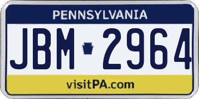 PA license plate JBM2964