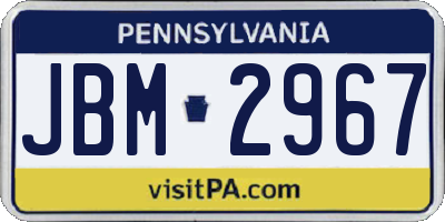 PA license plate JBM2967