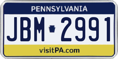 PA license plate JBM2991
