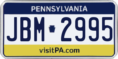 PA license plate JBM2995