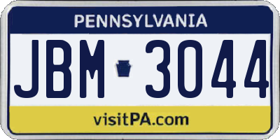 PA license plate JBM3044