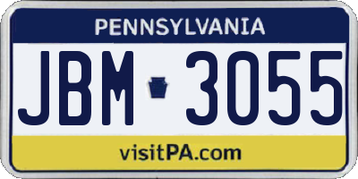 PA license plate JBM3055