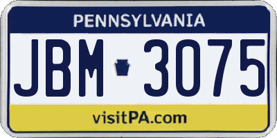 PA license plate JBM3075