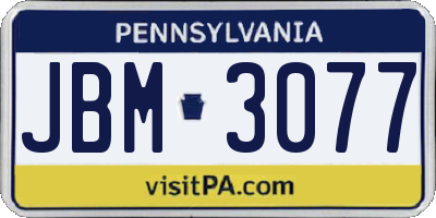 PA license plate JBM3077