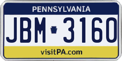 PA license plate JBM3160