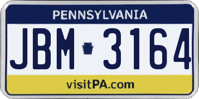 PA license plate JBM3164
