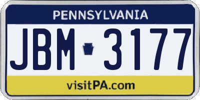PA license plate JBM3177