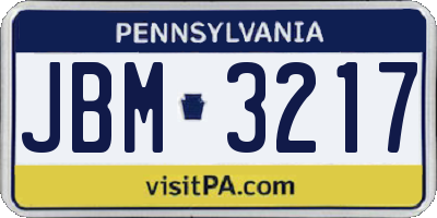 PA license plate JBM3217