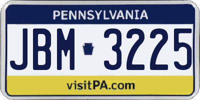 PA license plate JBM3225