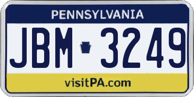 PA license plate JBM3249