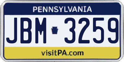 PA license plate JBM3259