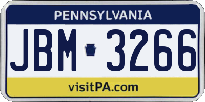 PA license plate JBM3266