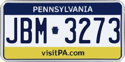 PA license plate JBM3273