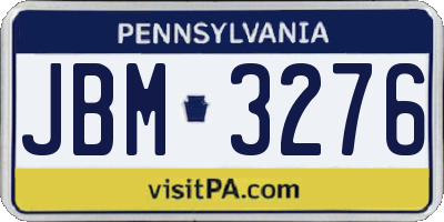 PA license plate JBM3276
