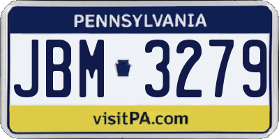 PA license plate JBM3279