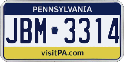 PA license plate JBM3314